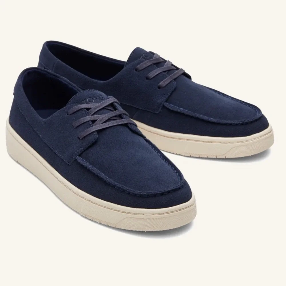 TOMS TRVL LITE London Mens Navy Lace Up Loafer Boat Shoes Size 11.5